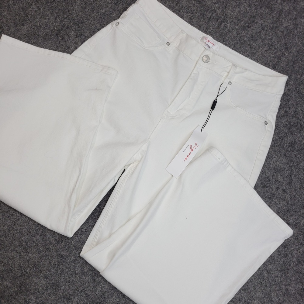 Vigoss Jeans Womens 15/32 White Denim Light Wash High Rise Straight Leg Boho
